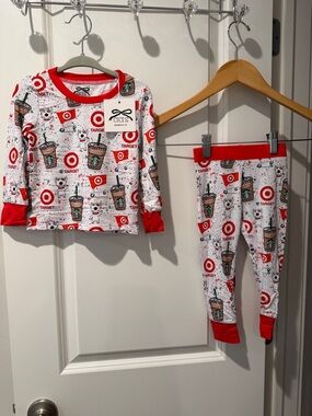 Target 🎯 Dog Starbucks Bamboo Kids Pajama Set size  5-6T NWT